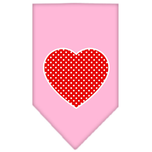 Red Swiss Dot Heart Screen Print Bandana Light Pink Large